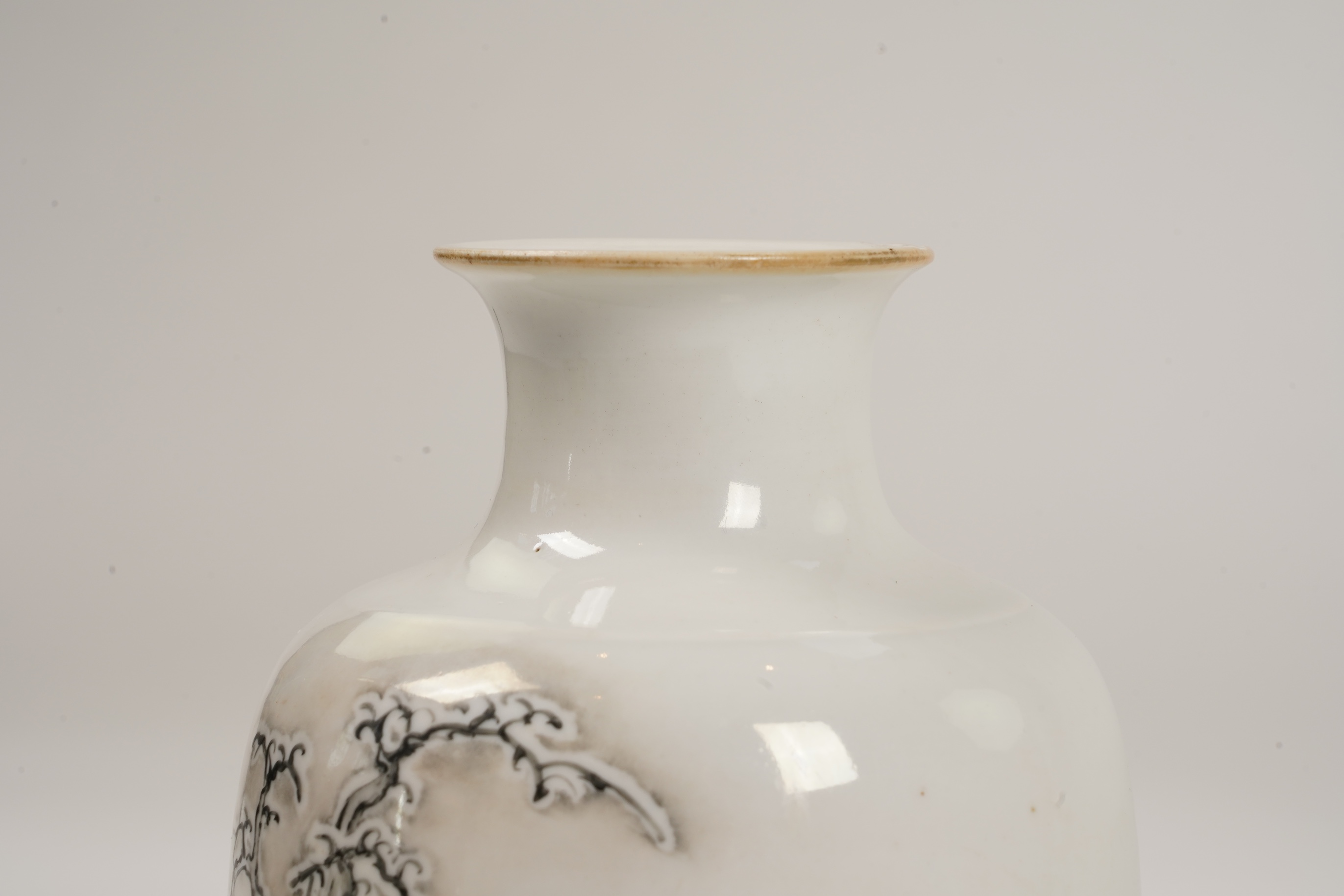 A Chinese inscribed famille rose vase, late 19th / early 20th century